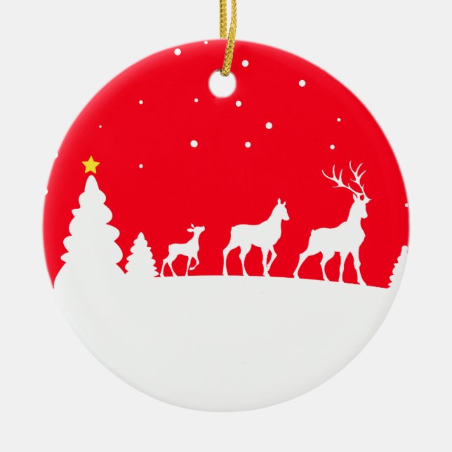 Ornamento De Cerâmica deer family (Frente)