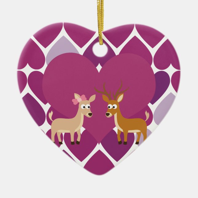 Ornamento De Cerâmica Deer Love (Frente)