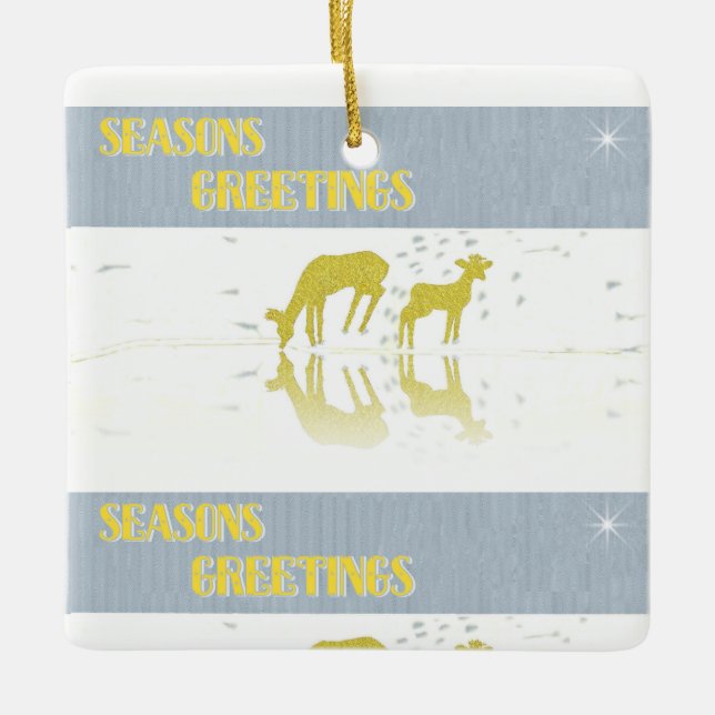 Ornamento De Cerâmica Deer Refletion - Star (Frente)