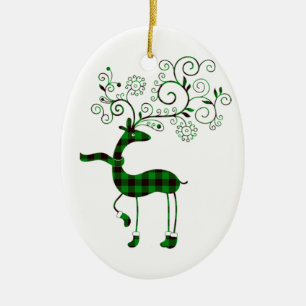 Ornamento De Cerâmica Deer Xadrez de Buffalo Verde