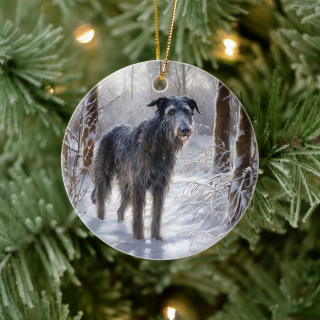 Ornamento De Cerâmica Deerhound Escocês Deixe-o nevar no Natal (Árvore)
