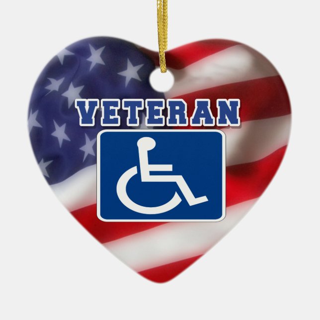 Ornamento De Cerâmica deficiente Veteran EUA (Frente)