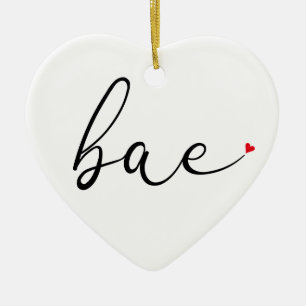 Ornamento De Cerâmica Definição de Amor Moderno em Coração de Letra Verm