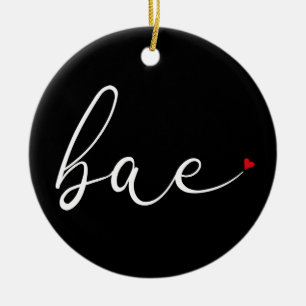 Ornamento De Cerâmica Definição de Bae de Coração de Amor Vermelho de Ro