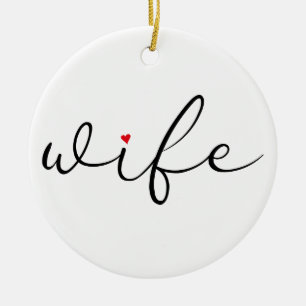 Ornamento De Cerâmica Definição de Esposa Amor Vermelho Coração Script E