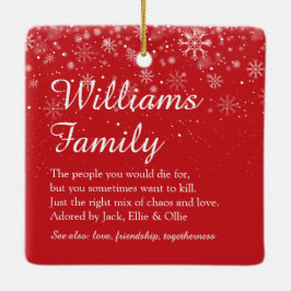 Ornamento De Cerâmica Definição de Família Feliz Natal Escrita Elegante