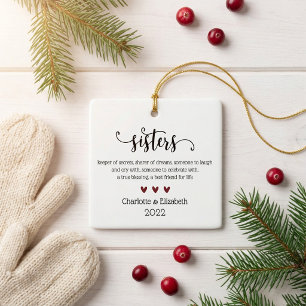 Ornamento De Cerâmica Definição de Irmã Personalizada Natal