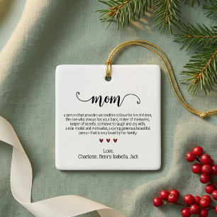 Ornamento De Cerâmica Definição de Mãe em Letra Elegante Natal Personali