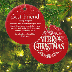 Ornamento De Cerâmica Definição de Melhor Amigo de Natal Personalizada
