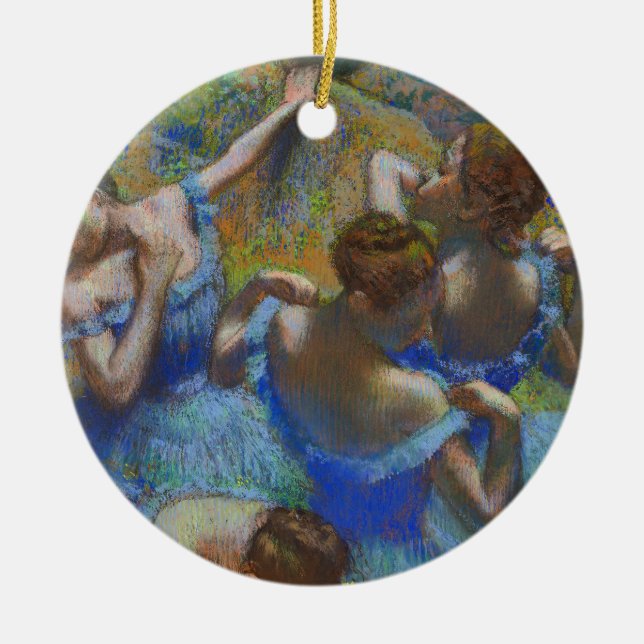 Ornamento De Cerâmica Degas Blue Dancers Pastel Fine Art Masterpiece (Frente)