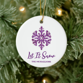 Ornamento De Cerâmica Deixe-A Neves Púrpura Floco de Neve