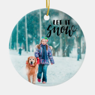 Ornamento De Cerâmica Deixe nevar Foto de Natal Alegre