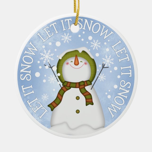 Ornamento De Cerâmica Deixe Snowman Duplamente Lado (Frente)