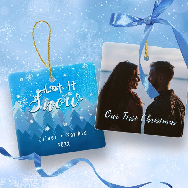 Ornamento De Cerâmica Deixem-na Neve o nosso Natal de 1rua (Criador carregado)