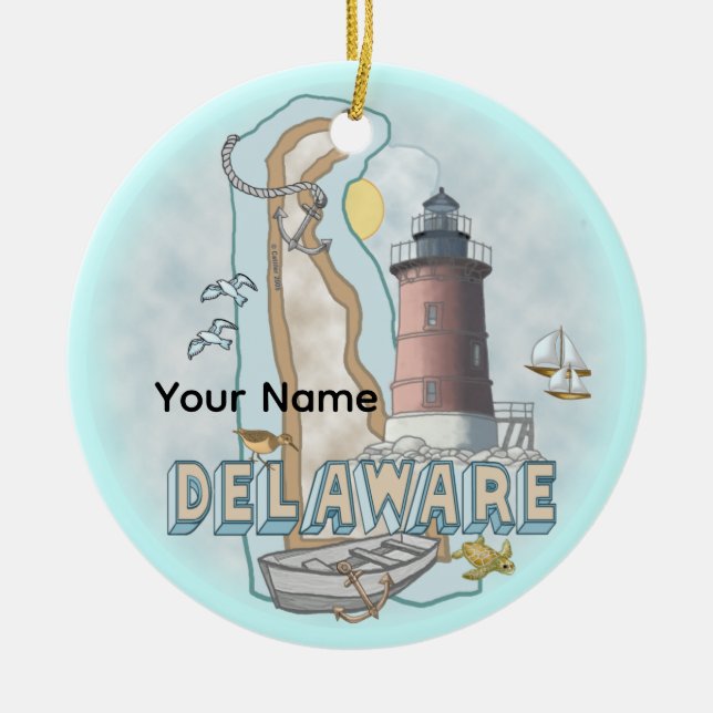 Ornamento De Cerâmica Delaware Lighthouse (Frente)
