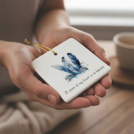 Ornamento De Cerâmica Delft Blue Feather Piece of My Heart Memorial 
