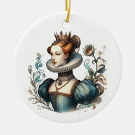 Ornamento De Cerâmica Delicar Rainha no Estilo de Aquarela