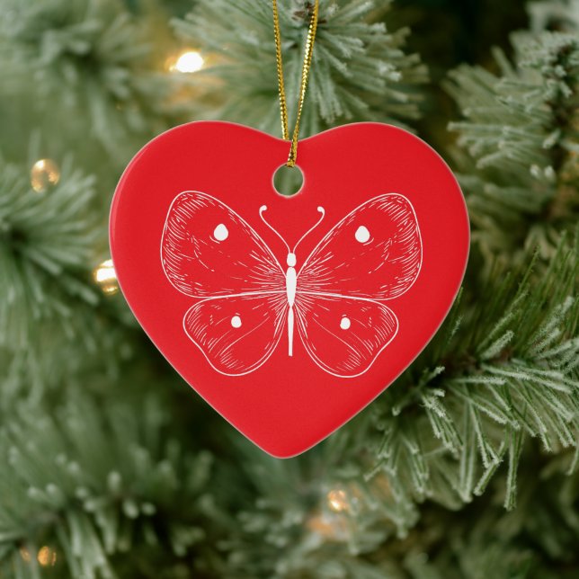 Ornamento De Cerâmica Delicate Sketch Butterfly (Árvore)