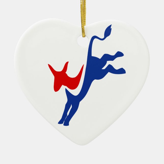 Ornamento De Cerâmica Democrat Donkey Heart Ornament (Frente)