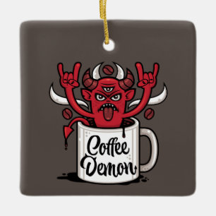 Ornamento De Cerâmica Demônio do café