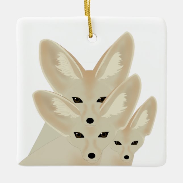 Ornamento De Cerâmica Denominação das Raposas Fennec (Frente)