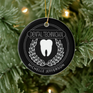 Ornamento De Cerâmica Dental 🦷 Technician - Black, White and Silver