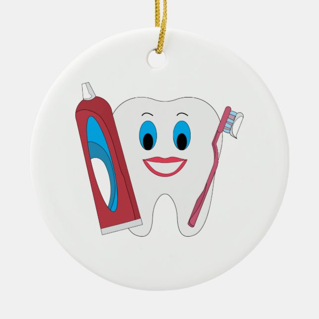 Ornamento De Cerâmica Dente feliz (Frente)