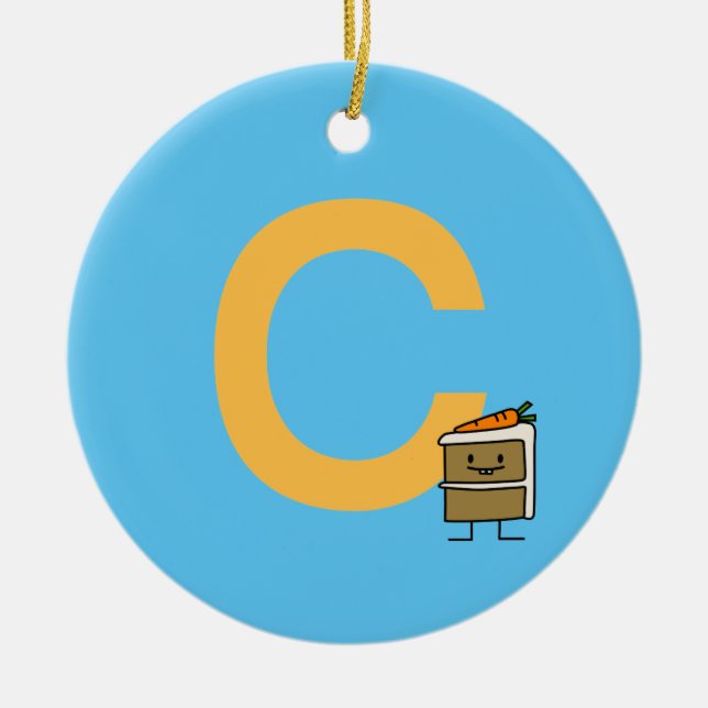 Ornamento De Cerâmica Dentes do coelho da fatia do bolo de cenoura que (Frente)