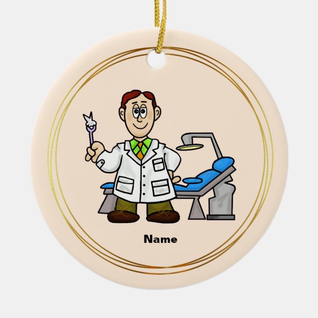 Ornamento De Cerâmica Dentist Day Ornament with Dentist Name (Frente)