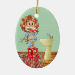 Ornamento De Cerâmica Dentista - Escove os dentes - SRF