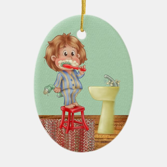 Ornamento De Cerâmica Dentista - Escove os dentes - SRF (Frente)