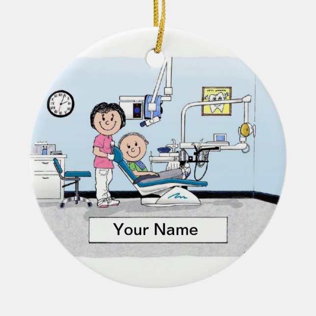 Ornamento De Cerâmica Dentista - fêmea (Frente)