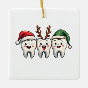 Ornamento De Cerâmica Dentista Papais noeis de Natal Dental Flores Árvor