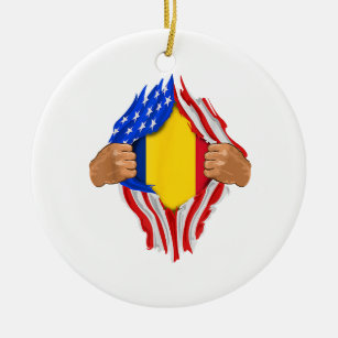 Ornamento De Cerâmica Dentro de Sangue Romeno - Camiseta Romênia Bandeir