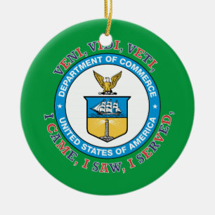 Ornamento De Cerâmica DEPARTAMENTO DE COMÉRCIO VVV Shield DOS EUA