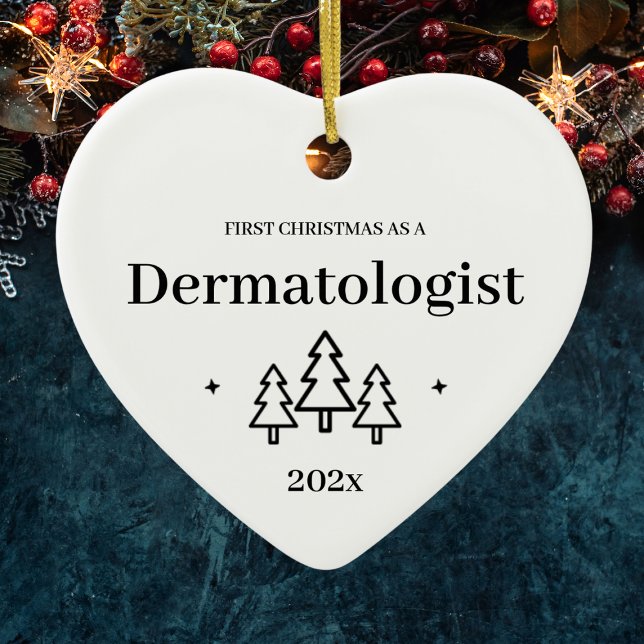 Ornamento De Cerâmica Dermatogista Primeiro Coração de Natal (Dermatogist First Christmas Heart Ceramic Ornament
)