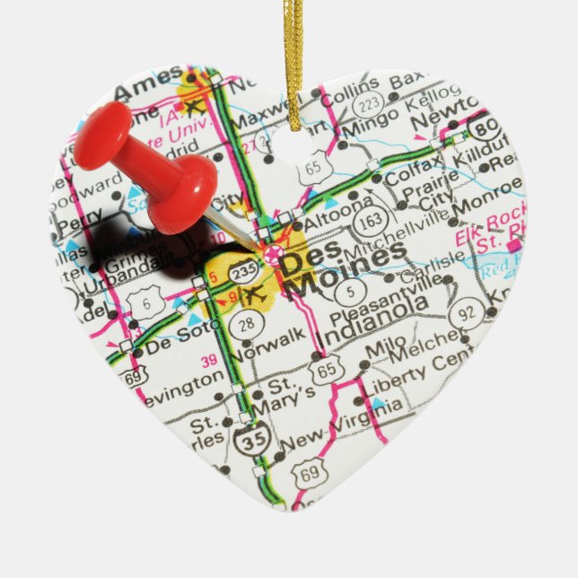 Ornamento De Cerâmica Des Moines, Iowa (Frente)
