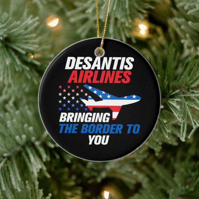Ornamento De Cerâmica DeSantis Airlines Engraçado DeSantis 2024 Natal (Árvore)
