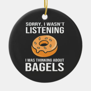 Ornamento De Cerâmica Desculpe, estava pensando em Bagels judeu Hanukkah