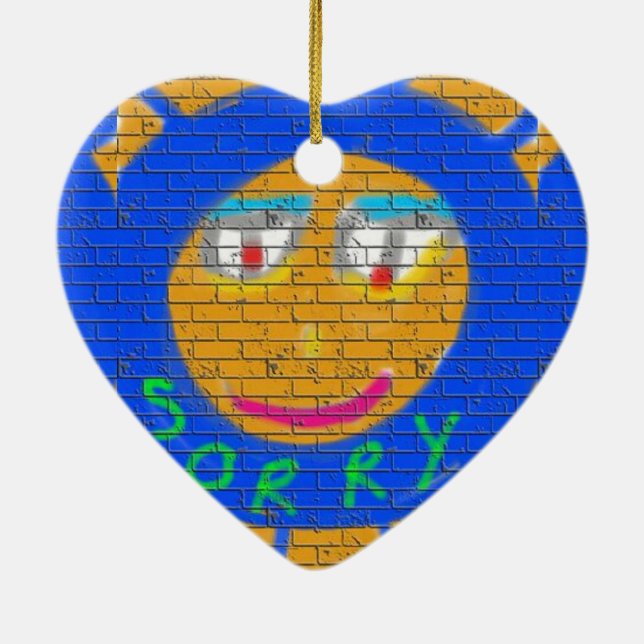 Ornamento De Cerâmica Desculpe Grafite, Arte Triste Face, Tristeza, arre (Verso)