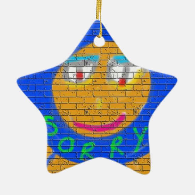 Ornamento De Cerâmica Desculpe Grafite, Arte Triste Face, Tristeza, arre (Verso)