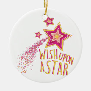 Ornamento De Cerâmica Desejo em cima da estrela