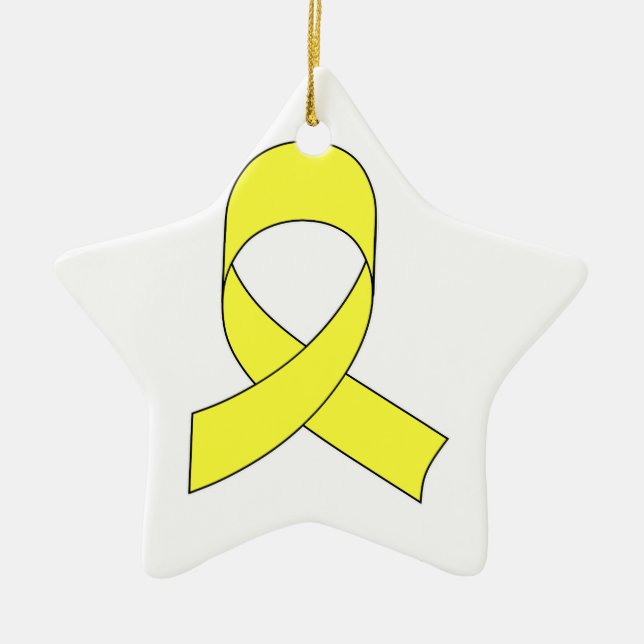 Ornamento De Cerâmica Desenho da Fita Amarela (Frente)