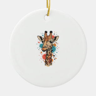 Ornamento De Cerâmica Desenho de Camisa Branca de Arte de Girafa de Grav