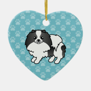 Ornamento De Cerâmica Desenho De Cartoon De Pomerânia De Cor Partidária