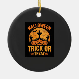 Ornamento De Cerâmica Desenho de Cemitério de Abóbora para Halloween Tru