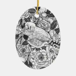 Ornamento De Cerâmica Desenho de pintura zebra e rosa