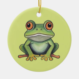 Ornamento De Cerâmica Desenho de sapo com lápis de cor