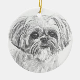 Ornamento De Cerâmica Desenho de Shih Tzu