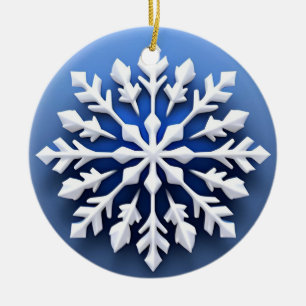 Ornamento De Cerâmica Desenho Detalhado de Floco de Neve Branco